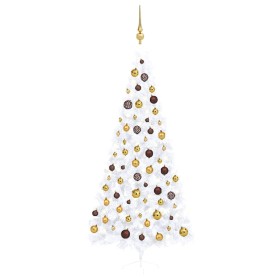 Medio árbol de Navidad con luces y bolas blanco 240 cm von , Weihnachtsbäume - Ref: Foro24-3077486, Preis: 87,05 €, Rabatt: %
