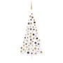 Medio árbol de Navidad con luces y bolas blanco 240 cm de , Arboles de navidad - Ref: Foro24-3077486, Precio: 87,05 €