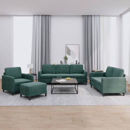 Juego de sofás 4 piezas terciopelo verde oscuro by , Sofas - Ref: Foro24-3201946, Price: 790,54 €, Discount: %