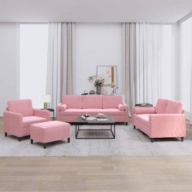 Juego de sofás con cojines 4 piezas terciopelo rosa by , Sofas - Ref: Foro24-3201967, Price: 802,11 €, Discount: %