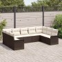 Conjunto de sofá de jardín con cojín 9 pcs Marrón Poliratán