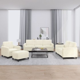 Juego de sofás 4 piezas terciopelo crema by , Sofas - Ref: Foro24-3201952, Price: 760,24 €, Discount: %