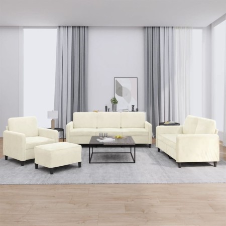 Juego de sofás 4 piezas terciopelo crema by , Sofas - Ref: Foro24-3201952, Price: 760,24 €, Discount: %
