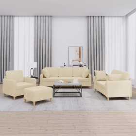 Juego de sofás con cojines 4 piezas tela crema von , Sofas - Ref: Foro24-3202080, Preis: 682,61 €, Rabatt: %