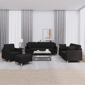 Juego de sofás con cojines 4 piezas tela negro von , Sofas - Ref: Foro24-3202082, Preis: 828,10 €, Rabatt: %