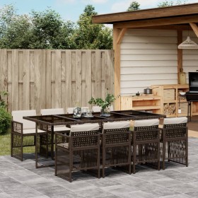 Set comedor para jardín 9 pzas y cojines ratán sintético marrón von , Gartensets - Ref: Foro24-3210921, Preis: 545,07 €, Raba...