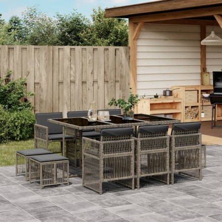 Set de comedor de jardín 11 pzas y cojines ratán sintético gris by , Garden sets - Ref: Foro24-3210968, Price: 501,57 €, Disc...