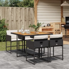 Set de muebles jardín 5 pzas con cojines ratán sintético negro von , Gartensets - Ref: Foro24-3211263, Preis: 283,35 €, Rabat...