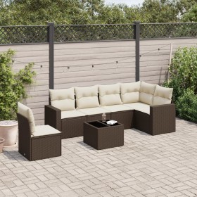 Juego de sofás de jardín 7 piezas con cojines ratán PE marrón by , Garden sets - Ref: Foro24-3219033, Price: 463,42 €, Discou...
