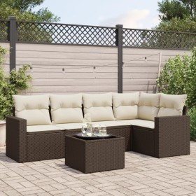 Set sofás de jardín 6 piezas y cojines ratán sintético marrón von , Modulare Sofas für den Außenbereich - Ref: Foro24-3251280...