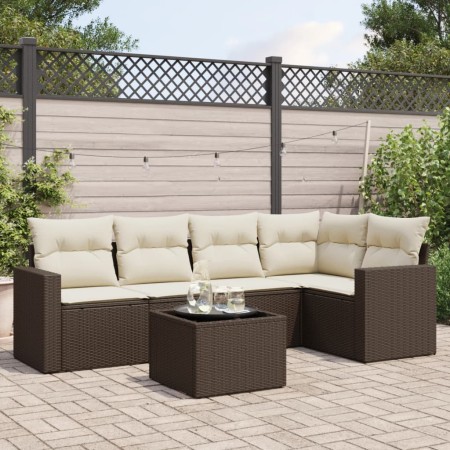 Set sofás de jardín 6 piezas y cojines ratán sintético marrón von , Modulare Sofas für den Außenbereich - Ref: Foro24-3251280...