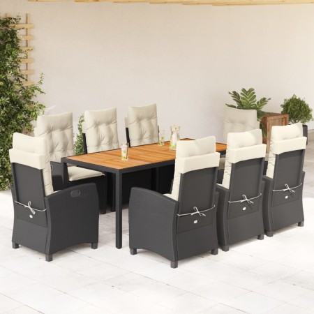 Set de comedor de jardín 9 pzas y cojines ratán sintético negro von , Gartensets - Ref: Foro24-3212660, Preis: 1,00 €, Rabatt: %