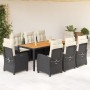 Set de comedor de jardín 9 pzas y cojines ratán sintético negro von , Gartensets - Ref: Foro24-3212660, Preis: 1,00 €, Rabatt: %
