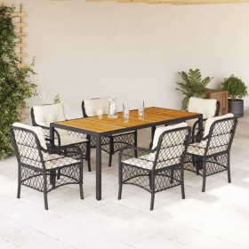 Set de comedor de jardín 7 pzas y cojines ratán sintético negro von , Gartensets - Ref: Foro24-3212040, Preis: 677,99 €, Raba...