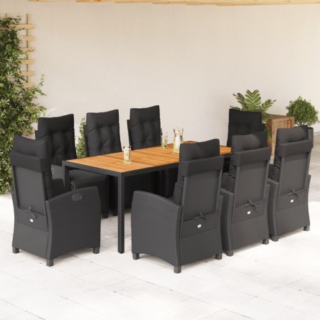 Set de comedor de jardín 9 pzas y cojines ratán sintético negro by , Garden sets - Ref: Foro24-3212911, Price: 1,00 €, Discou...