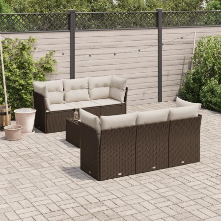 Juego de sofás de jardín 7 piezas con cojines ratán PE marrón by , Garden sets - Ref: Foro24-3217263, Price: 436,54 €, Discou...