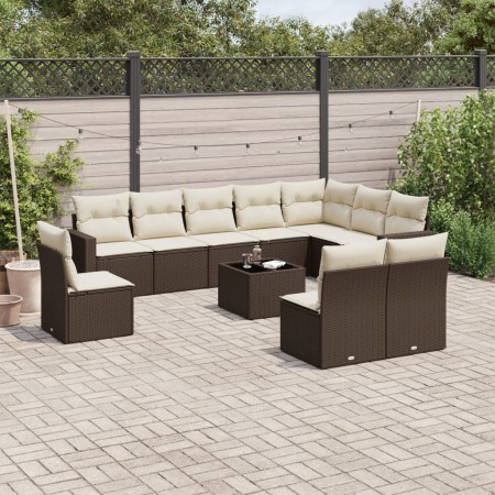 Set de sofás de jardín 11 pzas cojines ratán sintético marrón von , Modulare Sofas für den Außenbereich - Ref: Foro24-3251460...
