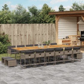 Set comedor de jardín 17 pzas y cojines ratán sintético gris by , Garden sets - Ref: Foro24-3211370, Price: 969,20 €, Discoun...