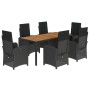 Set de comedor de jardín 7 pzas y cojines ratán sintético negro by , Garden sets - Ref: Foro24-3212236, Price: 817,57 €, Disc...