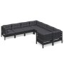 Garden furniture 8 pieces and cushions black solid pine wood by vidaXL, Garden sets - Ref: Foro24-3096975, Price: 754,46 €, D...