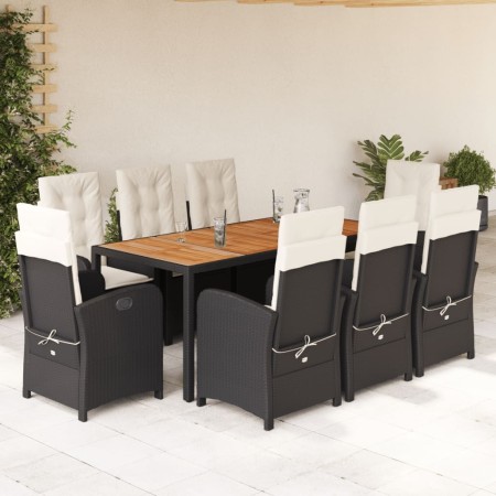Set de comedor de jardín 9 pzas y cojines ratán sintético negro by , Garden sets - Ref: Foro24-3212229, Price: 1,00 €, Discou...