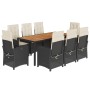 Set de comedor de jardín 9 pzas y cojines ratán sintético negro by , Garden sets - Ref: Foro24-3212229, Price: 1,00 €, Discou...