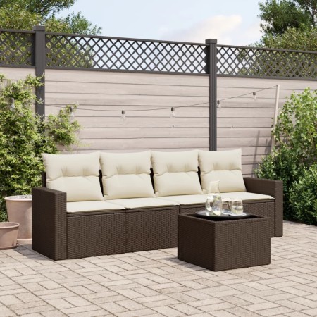 Set comedor de jardín 5 piezas y cojines ratán sintético marrón by , Garden sets - Ref: Foro24-3218683, Price: 302,11 €, Disc...
