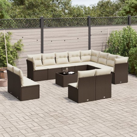 Set de sofás de jardín con cojines 13 piezas ratán PE marrón by , Garden sets - Ref: Foro24-3250322, Price: 840,77 €, Discoun...