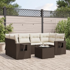 Juego de sofás de jardín 7 piezas con cojines ratán PE marrón by , Garden sets - Ref: Foro24-3252260, Price: 491,82 €, Discou...