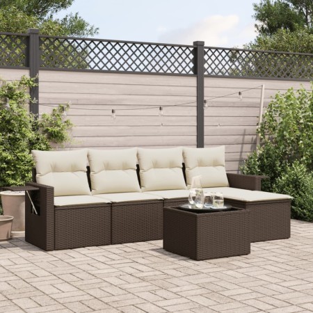 Set sofás de jardín 6 piezas y cojines ratán sintético marrón von , Gartensets - Ref: Foro24-3252440, Preis: 371,37 €, Rabatt: %