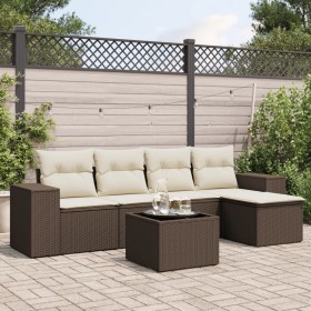 Set sofás de jardín 6 piezas y cojines ratán sintético marrón by , Garden sets - Ref: Foro24-3254840, Price: 386,07 €, Discou...