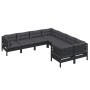 Garden furniture 8 pieces and cushions black solid pine wood by vidaXL, Garden sets - Ref: Foro24-3096975, Price: 754,46 €, D...