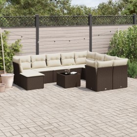 Set de sofás de jardín 11 pzas cojines ratán sintético marrón by , Garden sets - Ref: Foro24-3218603, Price: 663,04 €, Discou...