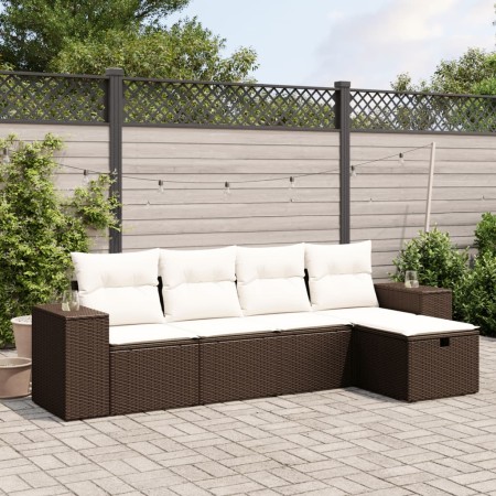 Set comedor de jardín 5 piezas y cojines ratán sintético marrón by , Garden sets - Ref: Foro24-3264399, Price: 320,01 €, Disc...