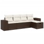 Set comedor de jardín 5 piezas y cojines ratán sintético marrón