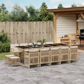 Set comedor de jardín con cojines 15 pzas ratán sintético beige von , Gartensets - Ref: Foro24-3210994, Preis: 846,53 €, Raba...