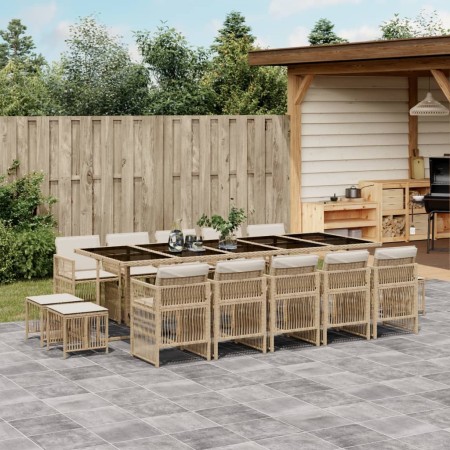 Set comedor de jardín con cojines 15 pzas ratán sintético beige by , Garden sets - Ref: Foro24-3210994, Price: 846,53 €, Disc...
