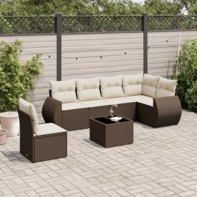 Juego de sofás de jardín 7 piezas con cojines ratán PE marrón by , Garden sets - Ref: Foro24-3253780, Price: 488,36 €, Discou...