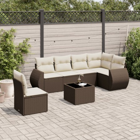 Juego de sofás de jardín 7 piezas con cojines ratán PE marrón by , Garden sets - Ref: Foro24-3253780, Price: 488,36 €, Discou...