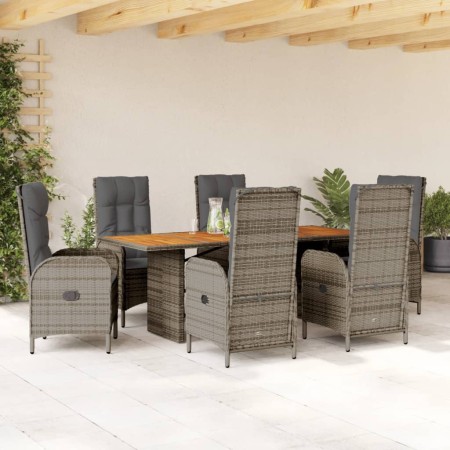 Set comedor jardín 7 pzas y cojines ratán sintético gris von , Gartensets - Ref: Foro24-3213517, Preis: 988,24 €, Rabatt: %