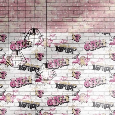Urban Friends & Coffee Papel pintado ladrillos rosa y blanco de , Papel pintado - Ref: Foro24-425318, Precio: 23,50 €, Descue...