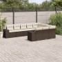 Set de sofás de jardín 10 pzas y cojines ratán sintético marrón