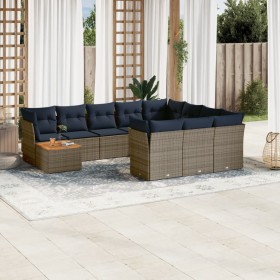 Set de sofás de jardín 11 pzas y cojines ratán sintético gris by , Garden sets - Ref: Foro24-3256180, Price: 794,73 €, Discou...
