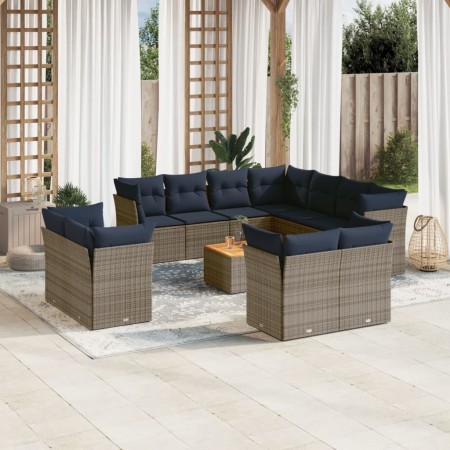 Set sofás de jardín con cojines 12 piezas ratán sintético gris von , Gartensets - Ref: Foro24-3256278, Preis: 977,32 €, Rabat...