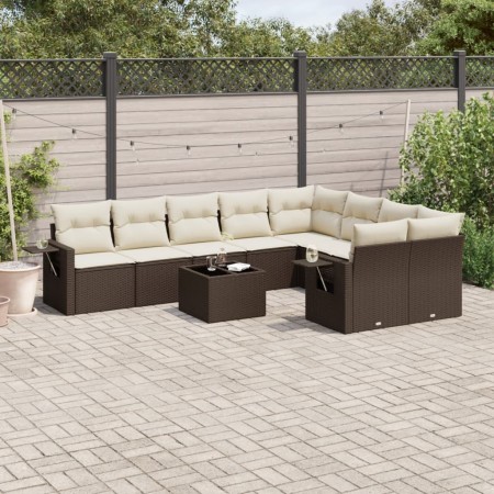 Set de sofás de jardín 10 pzas y cojines ratán sintético marrón von , Gartensets - Ref: Foro24-3220652, Preis: 629,36 €, Raba...