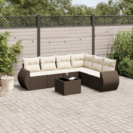 Juego de sofás de jardín 7 piezas con cojines ratán PE marrón by , Garden sets - Ref: Foro24-3221422, Price: 487,25 €, Discou...