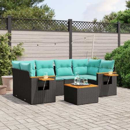 Set de sofás de jardín 7 pzas con cojines ratán sintético negro by , Garden sets - Ref: Foro24-3226638, Price: 574,70 €, Disc...