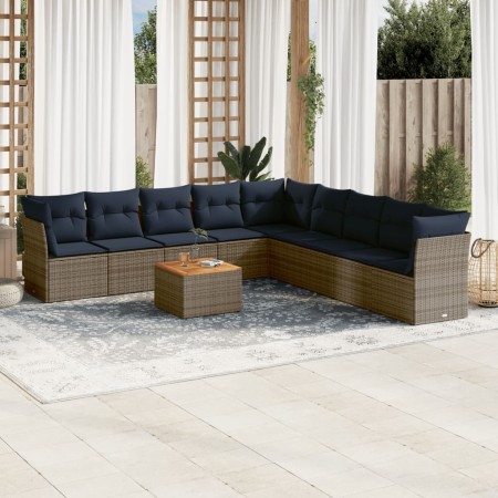 Set de sofás de jardín 10 pzas con cojines ratán sintético gris by , Garden sets - Ref: Foro24-3256026, Price: 701,39 €, Disc...