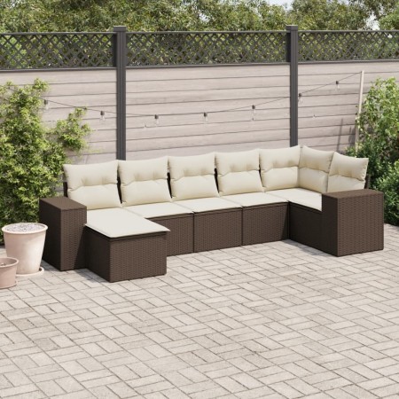 Juego de sofás de jardín 7 piezas con cojines ratán PE marrón by , Garden sets - Ref: Foro24-3222882, Price: 478,36 €, Discou...