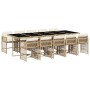 Set comedor de jardín 11 pzas con cojines ratán sintético beige by , Garden sets - Ref: Foro24-3211654, Price: 767,78 €, Disc...